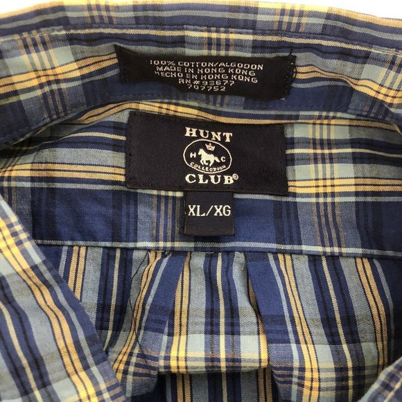 Hunt Club Size Large XL Cotton Plaid Button Up Shirt Short Sleeve Collared - Picture 6 of 9